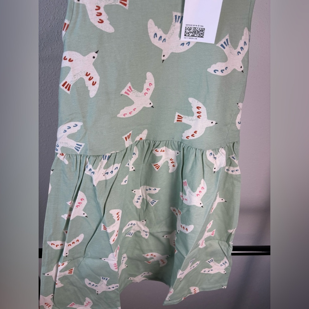 H&M Girls Green | White Birds Dress size: 8-10 Years NWT - Picture 3 of 5